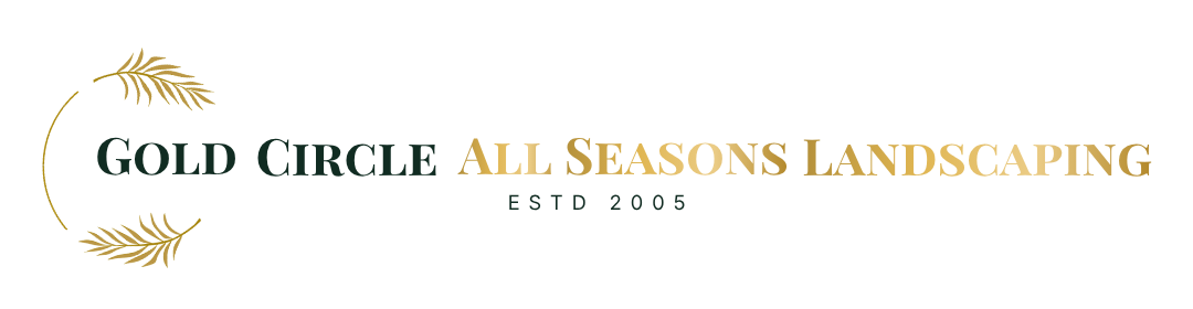 Gold circle landscaping logo long 2